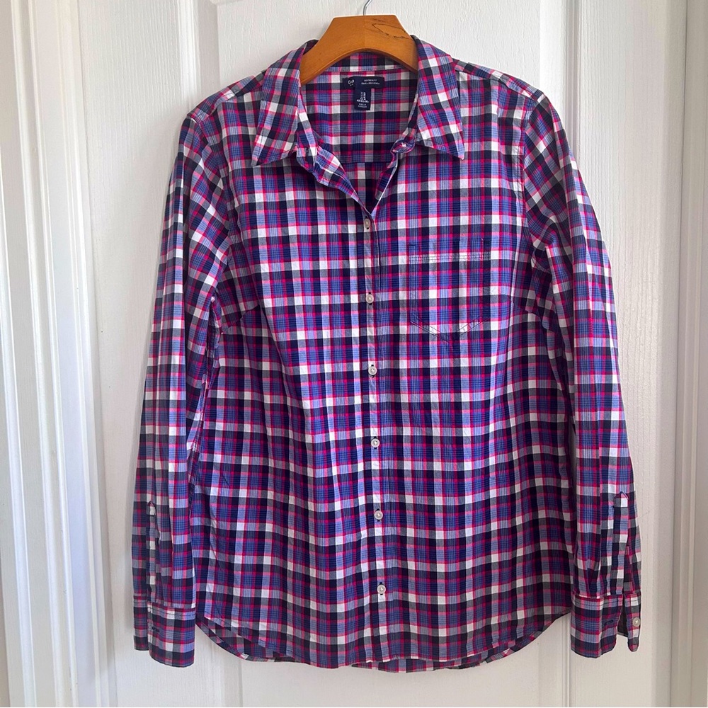 Gap Gingham Bpyfriend Fit Shirt Size Medium